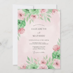Invitation Mariage Fleur de Cerisier Rose Pastel