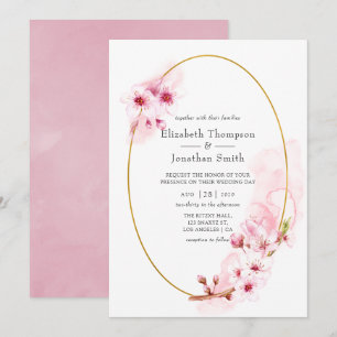 Invitation Mariage Fleur de Cerisier Rose Printemps