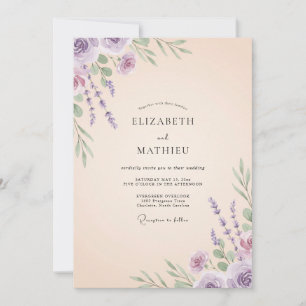 Invitation Mariage Fleur de Champ Crème Ivoire Améthyste