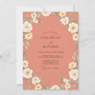 Invitation Mariage Fleur de Champ de Corail Doux