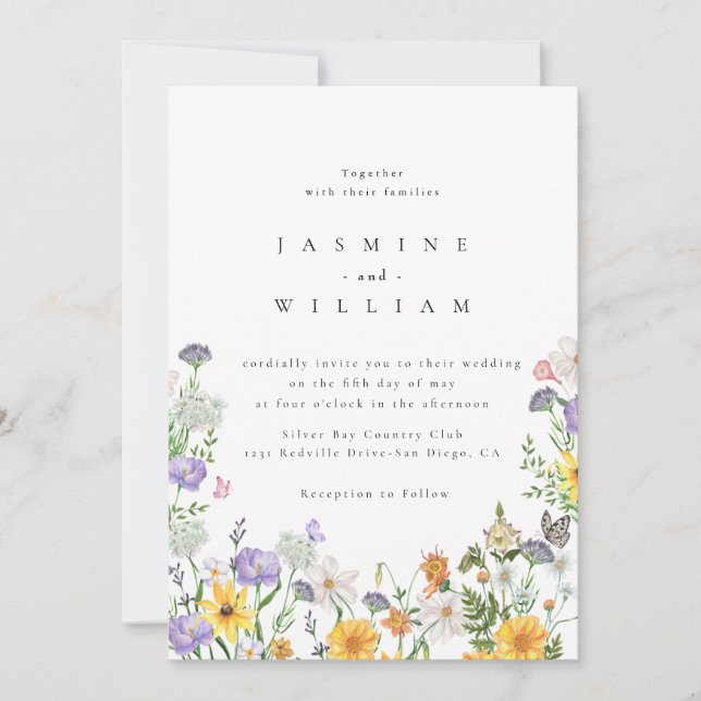 Invitation Mariage Fleur de Champ Moderne  (Devant)
