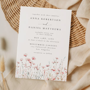 Invitation Mariage Fleur de Champ Rose Délicat