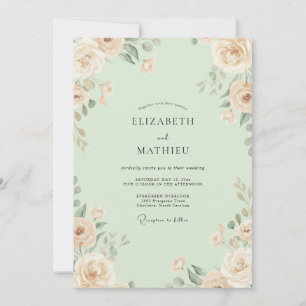 Invitation Mariage Fleur de Champagne Menthe