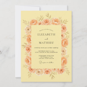 Invitation Mariage Fleur de Corail et Pêche