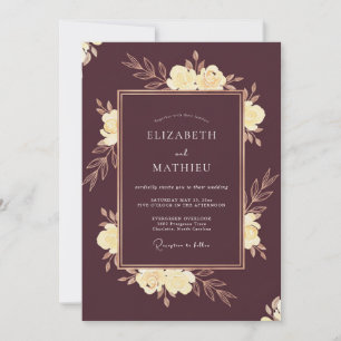 Invitation Mariage Fleur de Crème de Prune