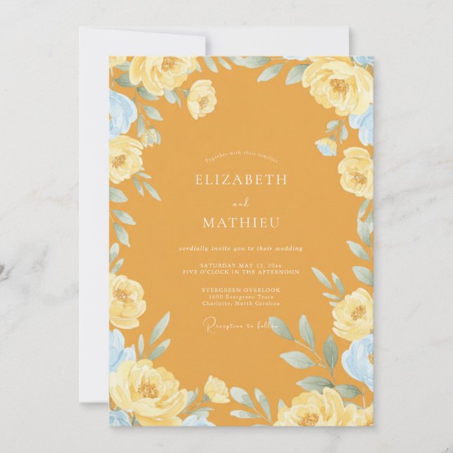 Invitation Mariage Fleur de Floraison Ocre (Devant)