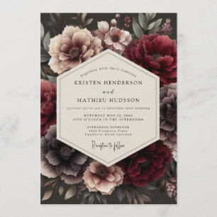 Invitation Mariage Fleur de Garnet Baroque