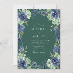 Invitation Mariage Fleur de Jade Indigo