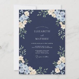 Invitation Mariage Fleur de la Nuit Azurée