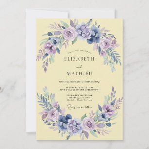 Invitation Mariage Fleur de Lavande au Beurre Crème