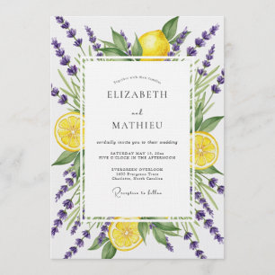 Invitation Mariage Fleur de Lavande Violette et Agrumes