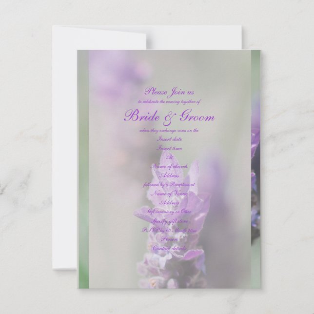 Invitation Mariage fleur de lavande violette | Personnaliser (Devant)