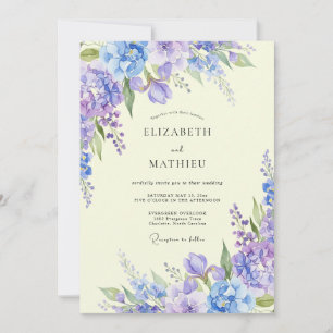 Invitation Mariage Fleur de Lilas Pervenche