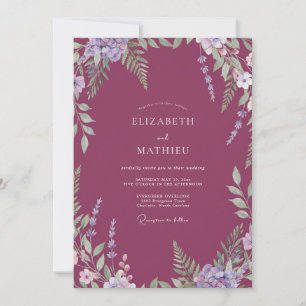 Invitation Mariage Fleur de Luxe Prune Sauvage