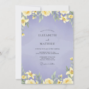 Invitation Mariage Fleur de Lys Jaune Pervenche
