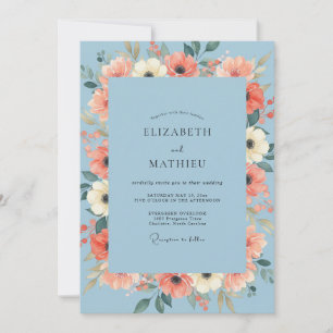 Invitation Mariage Fleur de Maïs Corail