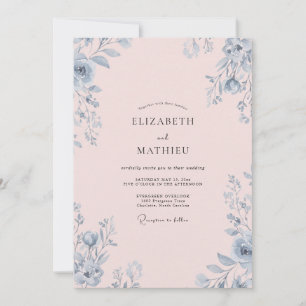 Invitation Mariage Fleur de Maïs Foliage Eucalyptus Rose