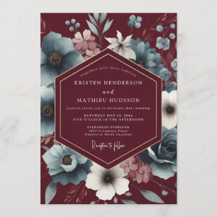 Invitation Mariage Fleur de Mariage Ardoise Bourbeux
