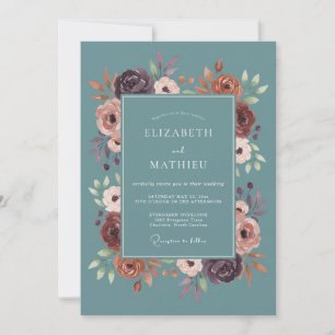 Invitation Mariage Fleur de Mauve Lilas Ardoise