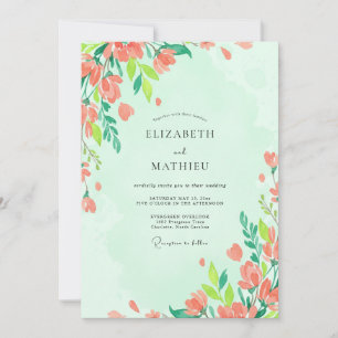 Invitation Mariage Fleur de Mauve Sauvage à la Menthe