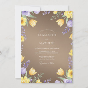 Invitation Mariage Fleur de Mauve Taupe