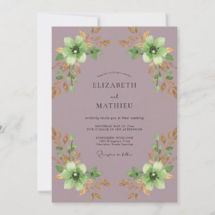 Invitation Mariage Fleur de Mauve Tendre Menthe