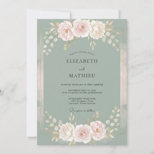 Invitation Mariage Fleur de Menthe Poudrée