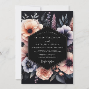 Invitation Mariage Fleur de Nuit Slate Peach