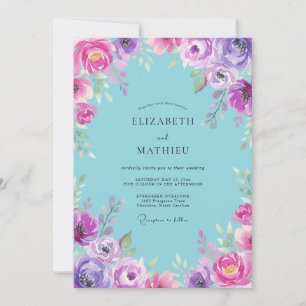Invitation Mariage Fleur de Orchidée Cyan