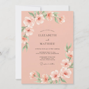 Invitation Mariage Fleur de Pêche Aérienne
