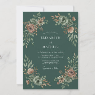 Invitation Mariage Fleur de Pêche Sauvage en Forêt