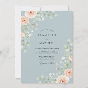 Invitation Mariage Fleur de Pêcher Acier