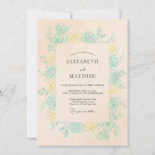 Invitation Mariage Fleur de Pêcher Douce Menthe