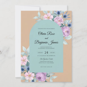 Invitation Mariage Fleur de Pêcher Lavande Poussiéreuse