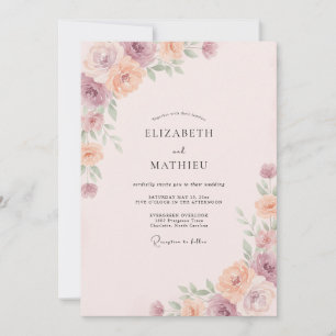 Invitation Mariage Fleur de Pêcher Rose