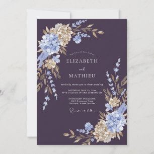 Invitation Mariage Fleur de Pervenche prune