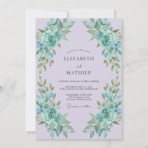 Invitation Mariage Fleur de Pétale Aqua Lavande