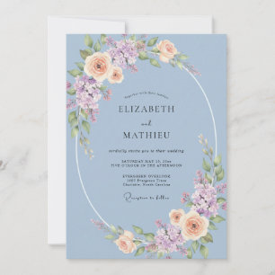 Invitation Mariage Fleur de Pétales de Pervenche Chuchotante