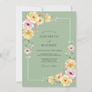 Invitation Mariage Fleur de Pistache Jaune