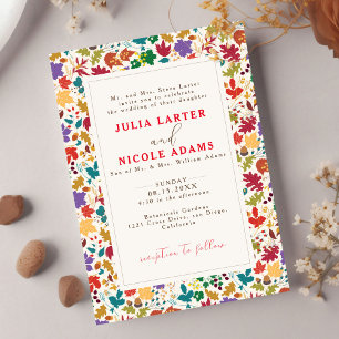 Invitation Mariage Fleur de Prairie Jaune Moutarde Violet Pri