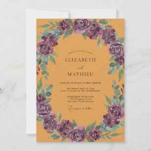 Invitation Mariage Fleur de Prune Ocre