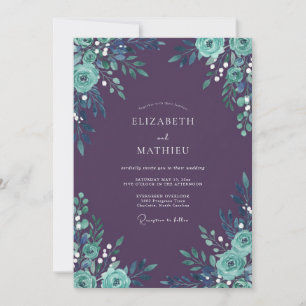 Invitation Mariage Fleur de Prunier Aqua
