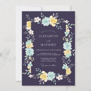 Invitation Mariage Fleur de Prunier Céleste Aqua