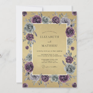 Invitation Mariage Fleur de Prunier Dorée