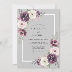 Invitation Mariage Fleur de Prunier Mauve
