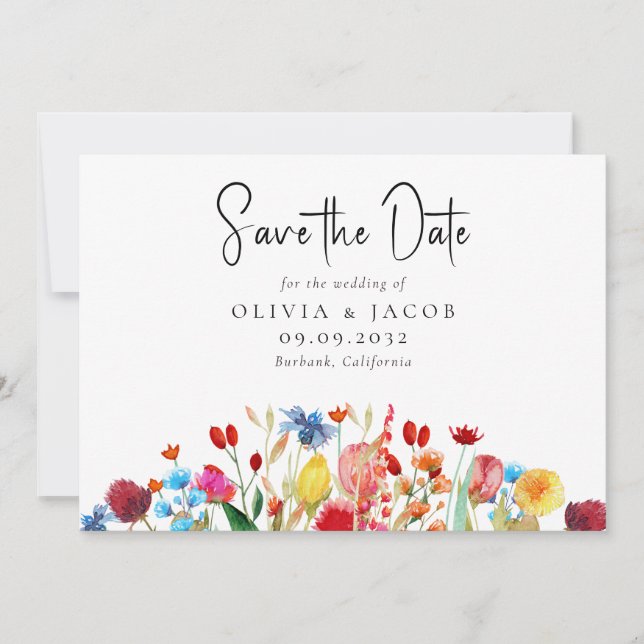 Invitation Mariage Fleur de Sauvage à l'Aquarelle - Enregistr (Devant)