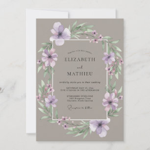 Invitation Mariage Fleur de Taupe Améthyste