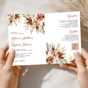 Invitation Mariage Fleur de Terracotta Fleur Sauvage Blanche