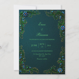 Invitation Mariage Fleur de Thé Gildé de Minuit