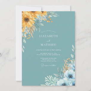 Invitation Mariage Fleur de Tournesol Saphène Élégant